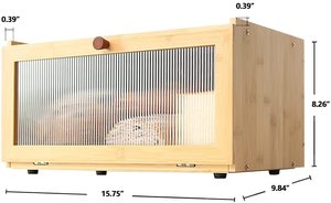 กล่องไม้เก็บของในครัว,กล่องไม้ไผ่ชั้นวางขนมปังที่ทันสมัยมีหน้าต่างใสกล่องขนมปังไม้พร้อมลิ้นชักเก็บ - Product Image 6