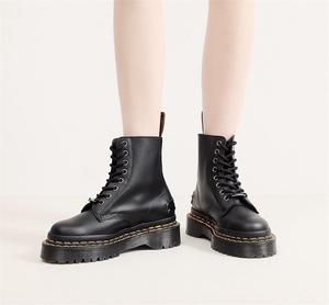 Bottes mi-mollet à plateforme pour femmes, grande taille, en <span class=keywords><strong>cuir</strong></span> de vache véritable, chaussures épaisses pour femmes, bottines mi-mollet style universitaire - Product Image 1