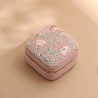 Boîte à parfum brodée en tissu fleuri 10 ml, boîte de rangement personnalisée pour rouge à lèvres, trousse de voyage zippée pour soins de la peau et maquillage, broderie en velours