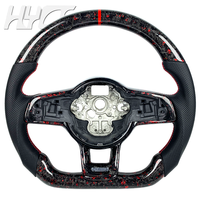 Volant personnalisé en cuir et fibre de carbone pour l'intérieur de voiture, compatible avec VW Golf 6 7 MK7 GTI GTD GTE Polo Tiguan Touareg Passat CC