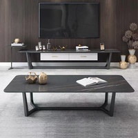 Table basse rectangulaire moderne en pierre frittée avec conception simple, imbrication, plusieurs couleurs pour bureau, salon, métal