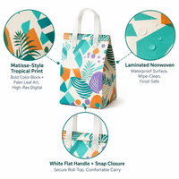 Sac fourre-tout réutilisable en PP non tissé imprimé sur mesure, côtés à soufflets, poignées renforcées, sac de courses écologique