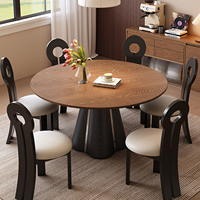 Ensemble de table à manger en bois haut de gamme moderne, style rétro, table à manger ronde design, table à manger rotative légère et luxueuse