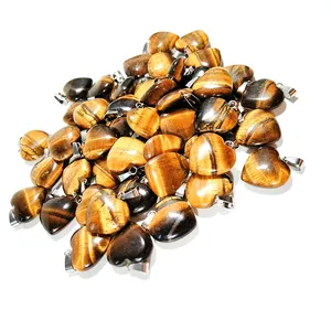 HY Souvenirs gift gold yellow tiger eye heart pendant jewellery crystal stone