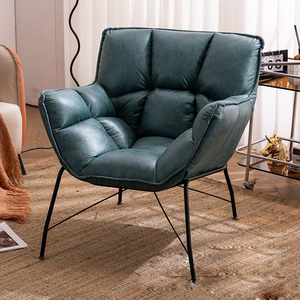 <span class=keywords><strong>Fauteuil</strong></span> de Style nordique, salon d'hôtel, <span class=keywords><strong>fauteuil</strong></span> incurvé en <span class=keywords><strong>cuir</strong></span> <span class=keywords><strong>marron</strong></span> rembourré - Product Image 3