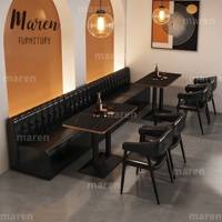 Ensemble de banquettes industrielles en métal noir et table ignifuge, mobilier commercial pour restaurant