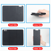 Tapis de souris en cuir PU à triple pliage avec chargeur sans fil, chargeur sans fil portable pliable 3 en 1 pour bureau, ordinateur portable, bureau