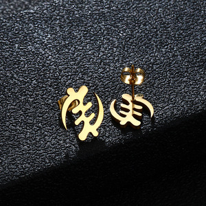 Acero inoxidable Ankh Adinkra Símbolo africano Pendientes Gye Nyame Horus Ojo Pendientes Joyería étnica - Product Image 2