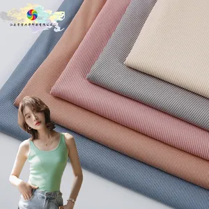 Customization 260gsm Thickened 2*2 Cut Rib at will Rayon Stretch Rib Knitted Breathable For Vest Tank top Leggings underwear