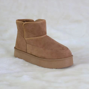 Giày bốt mùa đông nữ da lộn nâu đế dày cổ điển ấm áp thoải mái tăng chiều cao đi ngoài trời, xuất xưởng trực tiếp - Product Image 1