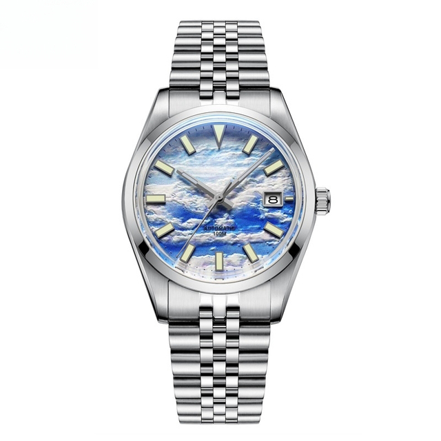 OEM ODM Custom Watches with logo Branding Cloud Sky Dial 100m Waterproof Automatic Mechanical Wristwatch 40mm Stainless Steel