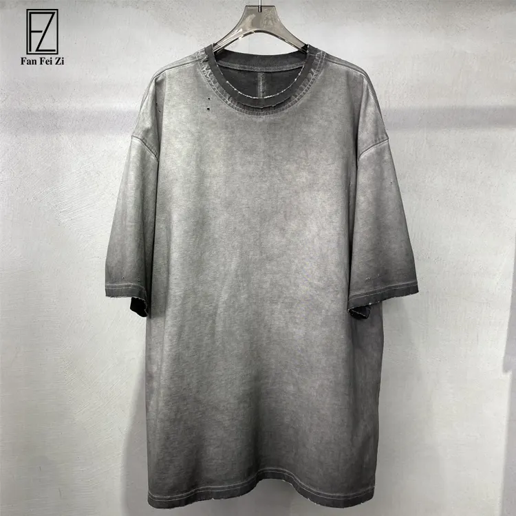 OEM Streetwear Manufacturer Blank Vintage t Shirt High Quality 100% Cotton 250 gsm Acid Wash t Shirt Men