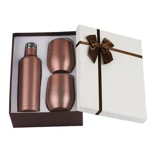 17oz Bottle With 12oz Wine Double Wall Stainless Steel Wine Tumbler Set