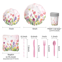 Décorations de table à thème floral pour la fête des mères, le printemps et le jardin, ensemble de vaisselle à usage unique, rose fleur de cerisier