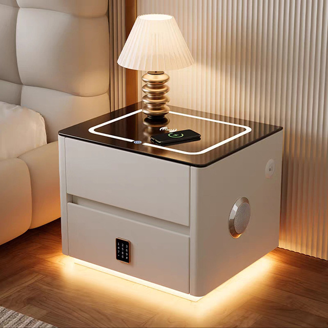 Light Luxury and High-end Sense Bedroom Furniture New Smart Wireless Charging Nightstands for Bedroom Living Room