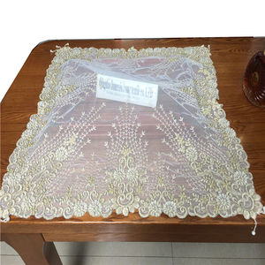 <span class=keywords><strong>Nappe</strong></span> de table ronde en organza brodée et perlée dorée, élégante et bon marché, fabriquée en usine - Product Image 5
