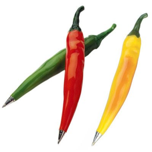 Novelty Red <b>Green</b> Yellow Colors Chilli Shaped Plastic Ball <b>Pen</b> for Gift Items - Product Image 1