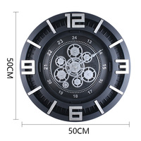 Horloge murale géante de 50 cm de haute qualité avec engrenages, silencieuse, pour table basse, design engrenages, décoration intérieure