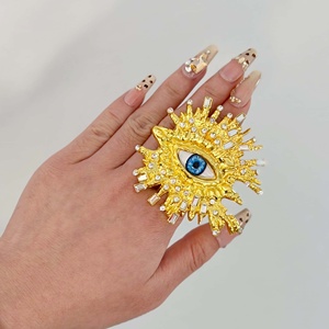 Anillos de Moda con Ojos Malvados Grandes y Circonitas, Chapados en Oro de 18K, Resistentes al Deslustre, Juego de Anillos de Lujo para Mujer - Product Image 3