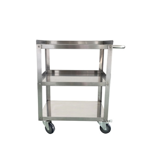Jincheng Hochwertige Lebensmittel und Getränke Massiver Edelstahl 3 Ebenen Kommerzielle kunden spezifische Küchen wagen Utility Cart - Product Image 5
