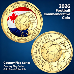 Pièce de monnaie commémorative 3D de football <span class=keywords><strong>FIFA</strong></span> 2026 des 48 équipes, médaille en métal de collection, décoration d'intérieur - Product Image 2