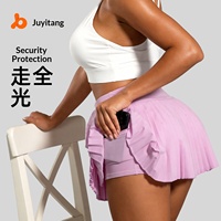 Jupe plissée sportive d'été Juyitang, faux deux-pièces, design fendu, anti-exposition, pour fitness, yoga, sport, taille empire, pour femme