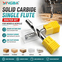 Fraise en spirale à une dent en carbure monobloc à coupe ascendante pour découpe et gravure CNC de l'acrylique, du PVC, du plastique, du bois et du MDF, OEM