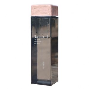 Bouteille d'eau en plastique transparente écologique portable de 480 ml avec couvercle en bois, bouteille d'eau carrée transparente de 16 oz, vente chaude - Product Image 3