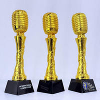 Trophée en résine musicale avec design d'ancrage microphone, gravé au laser, écologique, pour événements sportifs et musicaux, marque DIAOCAI