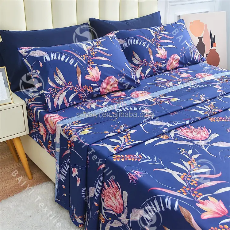 Parure de lit matelassée en velours 3d, ensemble de literie de luxe en tissu polyester, draps de lit, 4 pièces