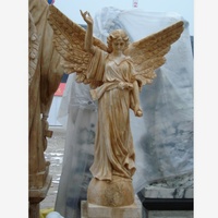 Pierre tombale en marbre sculptée à la main de style moderne Ange pleureur avec ailes agenouillé dans le jardin Statues de jardin Pierre tombale