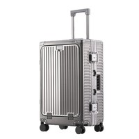 Maleta con Ruedas Giratorias de Aleación de Aluminio y Magnesio, Maleta de 24 Pulgadas con Apertura Frontal, Bolsa para Computadora, Candado TSA, Maleta de Viaje de Negocios