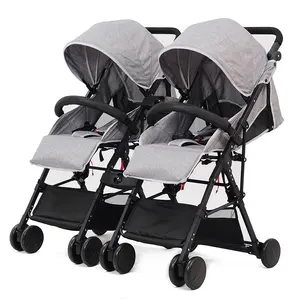 Nieuwe Aluminium Twee Buggy Dubbele Wandelwagen Baby Twin Trolleys Kinderwagen