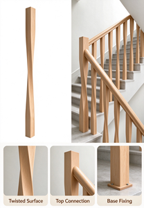 Rampe d'escalier minimaliste en bois massif avec balustres torsadés pour un design d'escalier moderne - Product Image 4