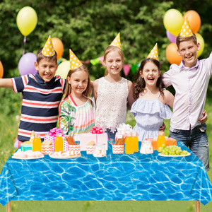 Hailang <b>Tablecloth</b> 137x274cm Wave Pattern Disposable Plastic Party Decoration Prop Cloth for Outdoor Picnic Events - Product Image 2