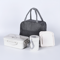 Boîte à lunch isotherme en plastique grande capacité, ensemble créatif portable pour l'extérieur avec couverts, pour étudiants, employés de bureau, boîte bento, tasse de voyage
