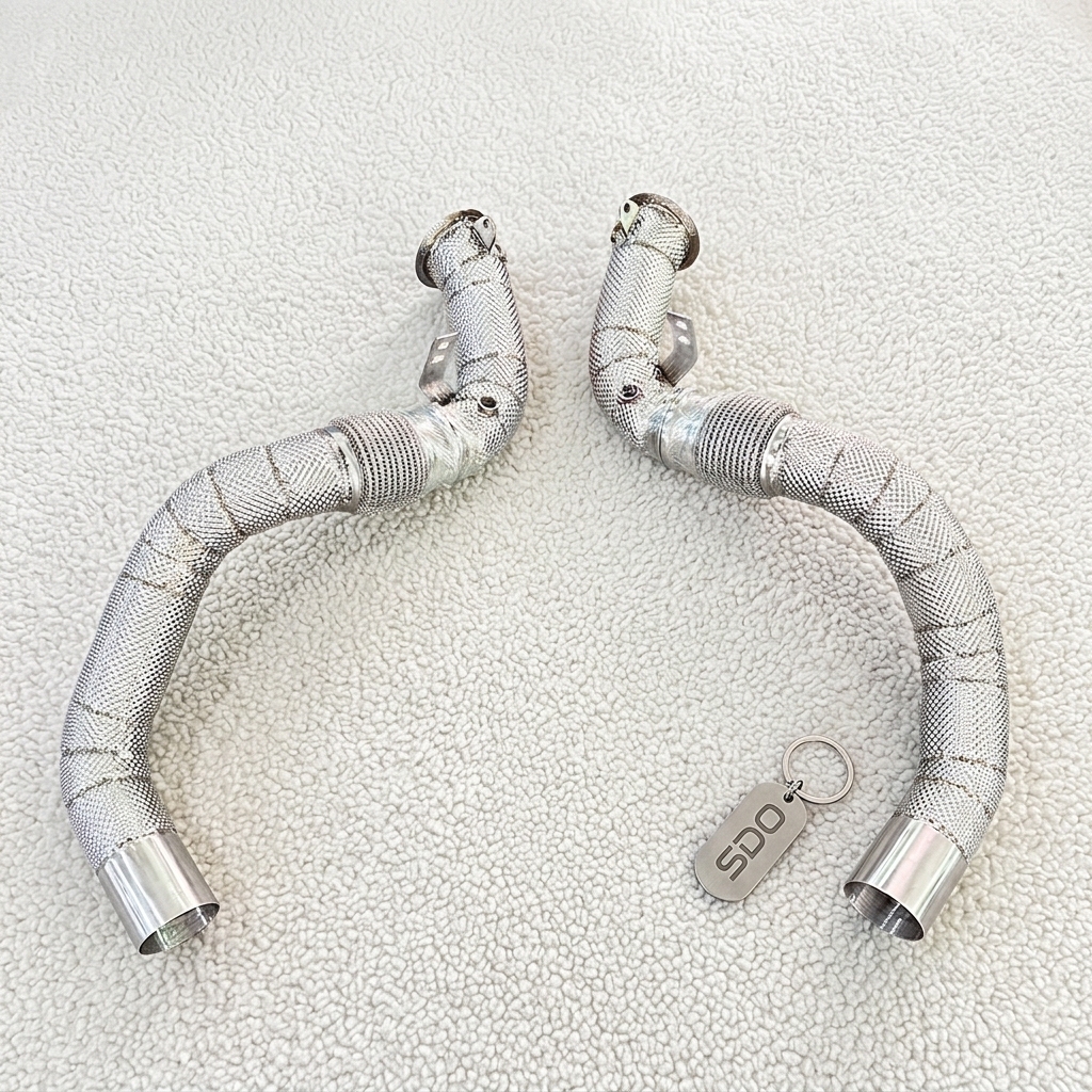 VantaFlow Straight Downpipe for BMW F95 X5M F96 X6M 4.4T V8 2020-2026 Stainless Steel High Flow Heat Shield Exhaust System