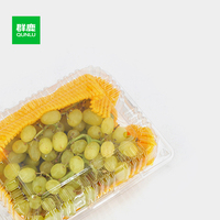 Boîte d'emballage de fruits en plastique PET rectangulaire personnalisée Raisins jetables Conteneur à clapet Vernissage Carré Blister Alimentaire