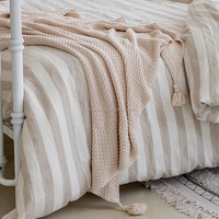 Literie en lin naturel 100% pur lin de maison tissu couette parure de lit ensemble de housse de couette en lin
