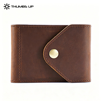 THUMBS-UP Tempat Kartu Anti Maling dengan Kancing Panjang, Portabel, Bahan Kulit PU, untuk Perjalanan, Simpanan Bank, dan SIM