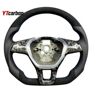 Volant de direction en cuir suédé italien personnalisé de style course, accessoires intérieurs de voiture, pièces automobiles pour Amarok Aerteon Atlas <span class=keywords><strong>Caddy</strong></span>, YTcarbon - Product Image 3
