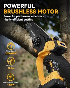 Scie à chaîne électrique sans fil portable personnalisable avec moteur sans balais de 130 mm, 400 W, outil de coupe de bois de qualité professionnelle pour le bricolage et l'industrie - Product Image 6