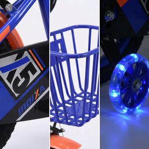 Vélo pour enfants de 12, 14 et 16 pouces avec roues d'apprentissage à LED clignotantes et panier de rangement bleu, série <span class=keywords><strong>X5</strong></span>, vélo pour enfants pour garçons et filles - Product Image 3