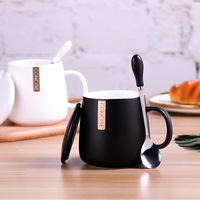 Ensemble de tasses à café en céramique mate pour couple avec couvercle, grand mug ventru, ensemble cadeau pour la maison et le bureau