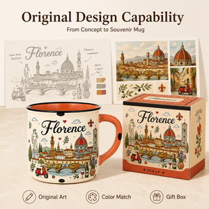 Taza de <span class=keywords><strong>Café</strong></span> de Cerámica con Diseño de Catedral de <span class=keywords><strong>Florencia</strong></span>, Italia, Souvenir con Estampado de Dibujos Animados, Taza de Gres Personalizada, OEM, ODM, Venta al Por Mayor - Product Image 4