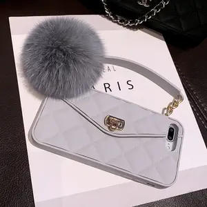 Funda de teléfono con cadena de lujo <span class=keywords><strong>y</strong></span> Bola de pelo, para <span class=keywords><strong>iPhone</strong></span> 14, 13, 12, <span class=keywords><strong>11</strong></span> Pro, Max, X, XR, XS, Max, 7, 8 Plus - Product Image 1