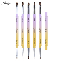 Vente en gros d'usine : Ensemble de pinceaux à double revêtement pour gel à ongles, avec manche métallique couleur dégradée, produits tendance pour salon et usage domestique