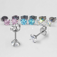 Boucles d'oreilles clous en titane G23 hypoallergéniques avec zircon cubique, sans nickel, pour oreilles sensibles, femmes, adolescentes, filles