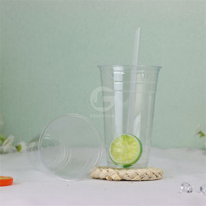 Gobelets en PET à paroi simple de 24 oz avec couvercles et pailles, conception de logo personnalisée, vente en gros - Product Image 2