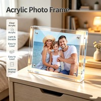 Cadre photo magnétique transparent autoportant en plastique double face pour décoration de table de salon
